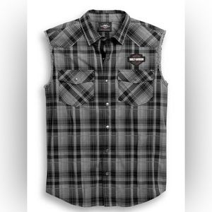 Harley Davidson sleeveless button down